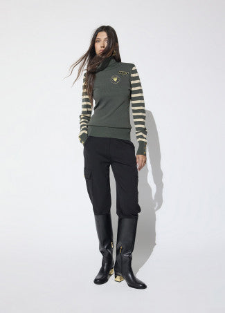 Zoe Military Green Knit Turtleneck Sweater