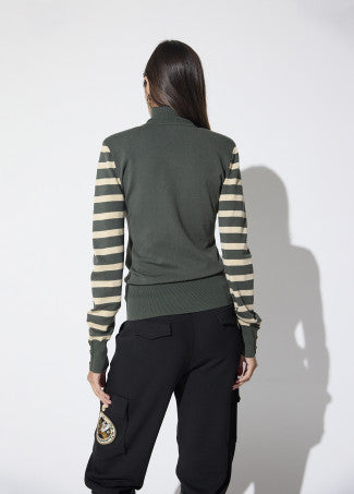 Zoe Military Green Knit Turtleneck Sweater
