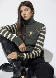Zoe Military Green Knit Turtleneck Sweater