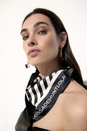Elise Black & Cream Optical Logo scarf