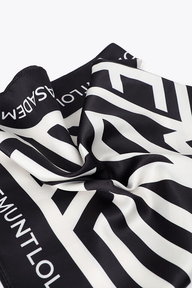 Elise Black & Cream Optical Logo scarf