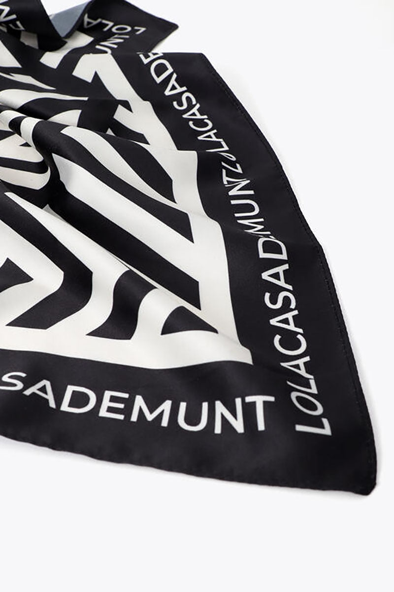 Elise Black & Cream Optical Logo scarf