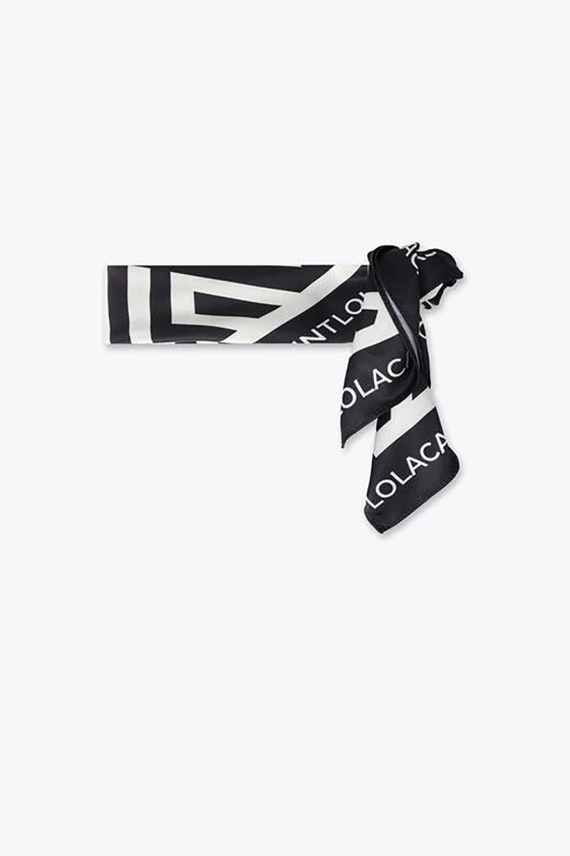 Elise Black & Cream Optical Logo scarf