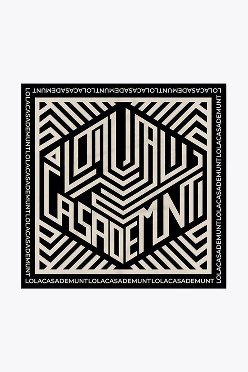 Elise Black & Cream Optical Logo scarf