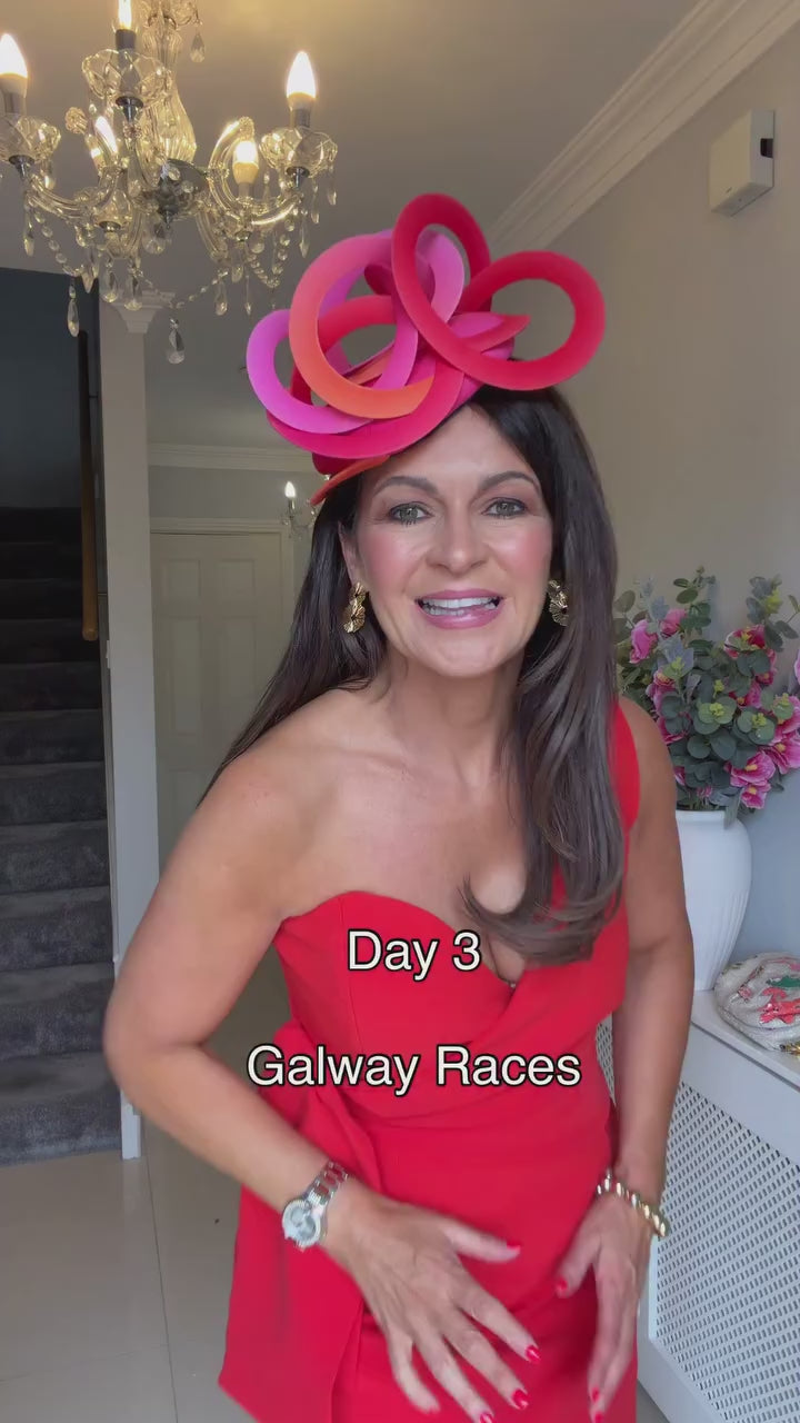 Load video: Adelaide One Shoulder Fluted Midi Hem Dress With Bow Detail In Red