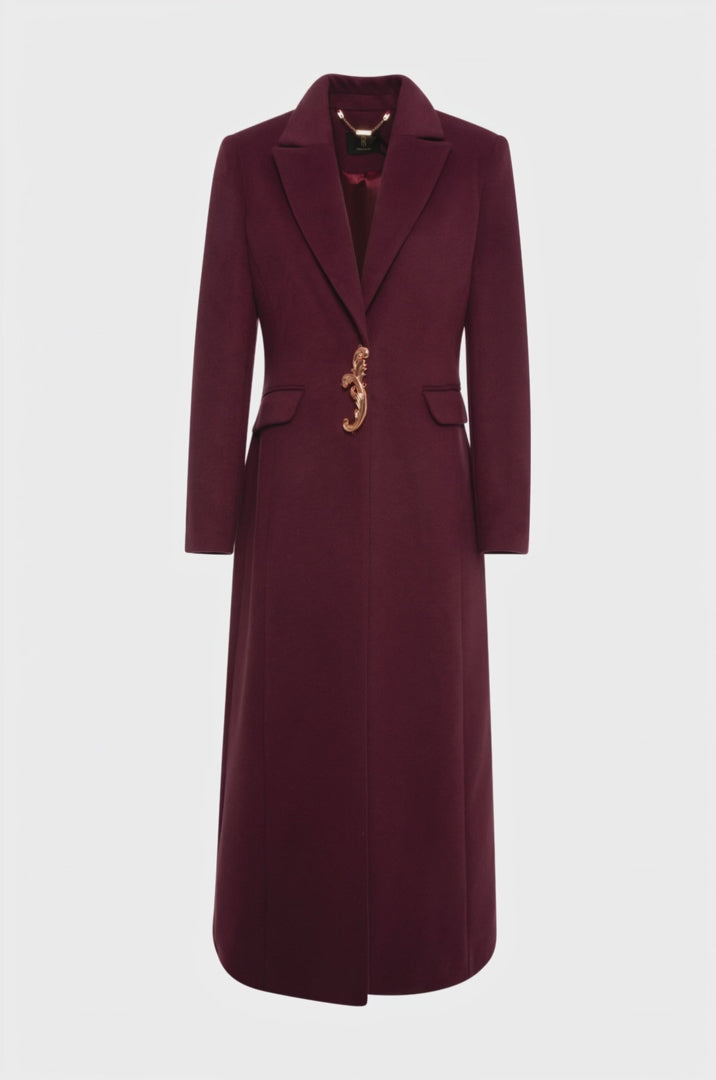 Load video: Charmaine Red Wine Long Coat