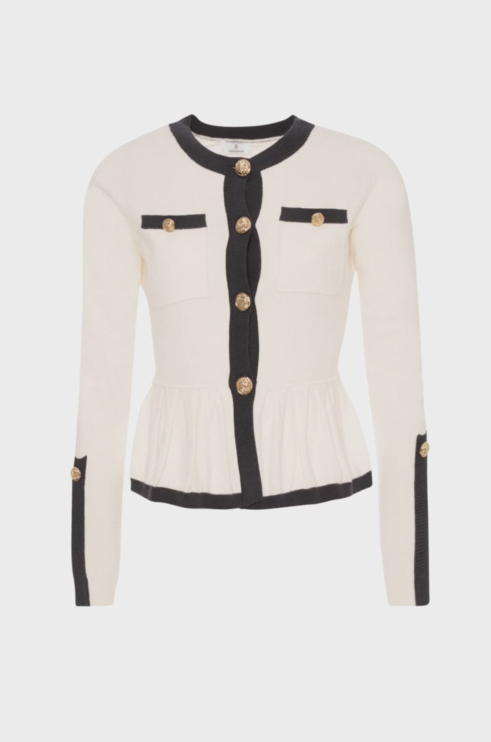 Load video: Victoria Knit Cream with Charcoal Trim Co-ord