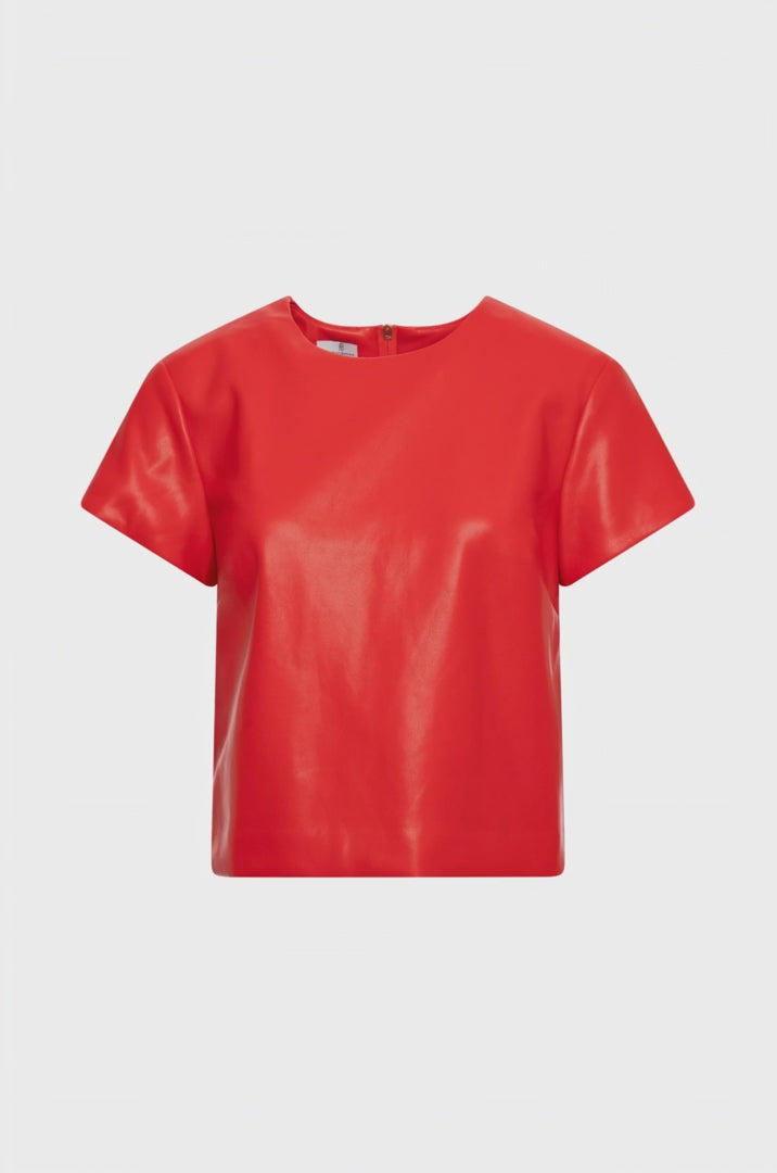 Load video: Roxy Red Leather Top