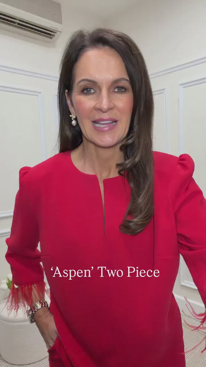 Load video: Aspen Red Top &amp; Trousers