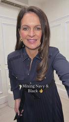 Rachel Navy Blue Belted Shirt Dress
