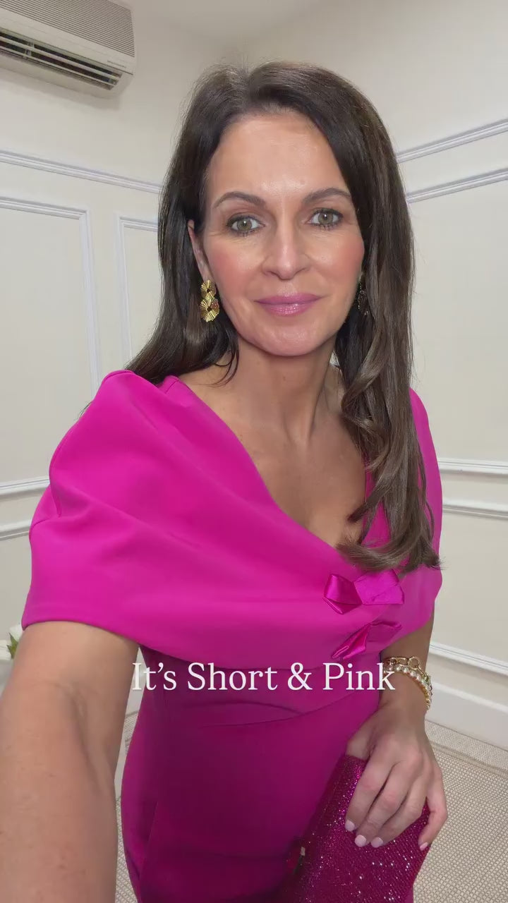 Load video: Giselle Bow Dress in Fuchsia