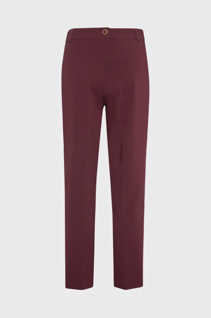 Load video: Helen Burgundy Straight Slim Chino Trouser