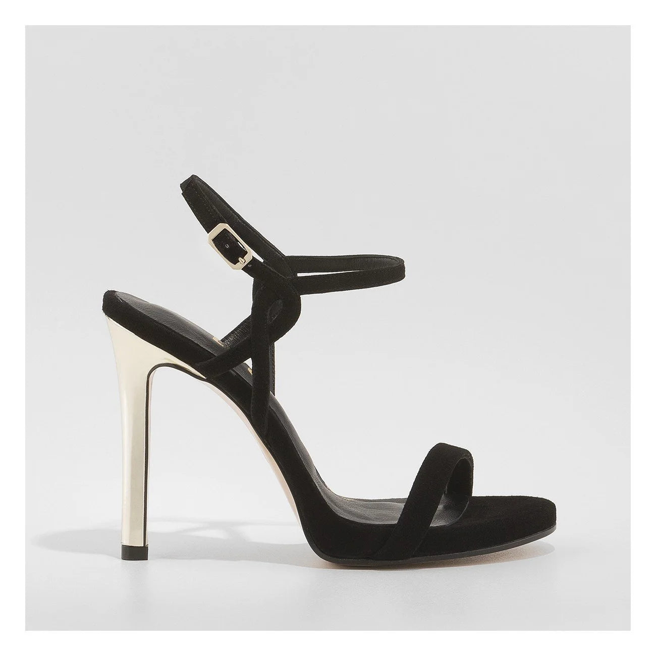 Lodi Black Sandal Gold Heel