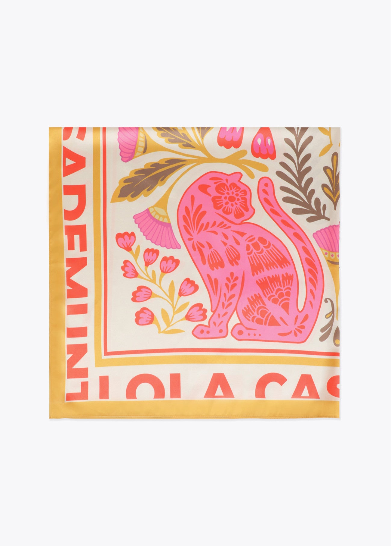 Satin Scarf with Flowers and Tigers