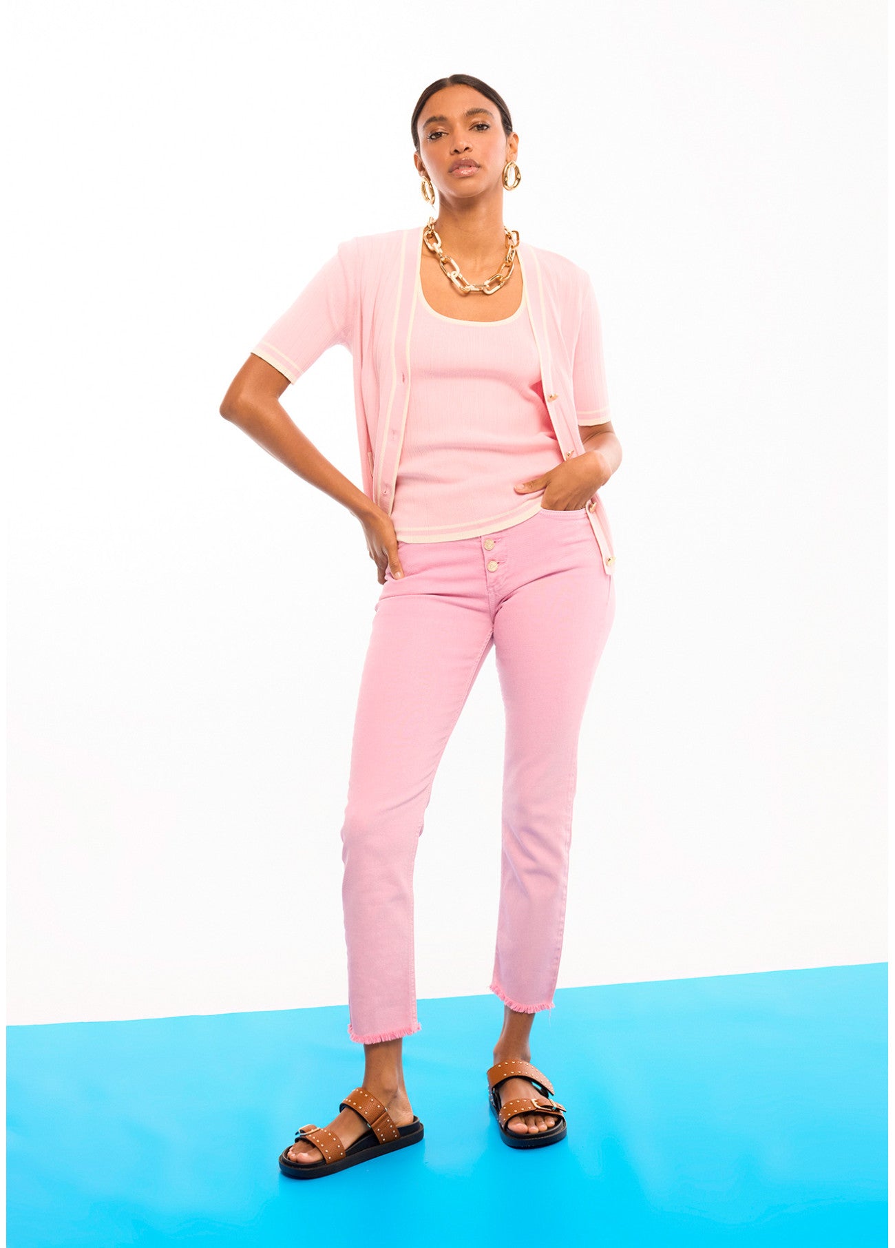 Cathy Pink Cardigan Top