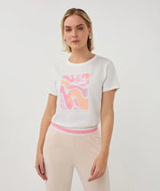 Paris White/Peach Print T-Shirt