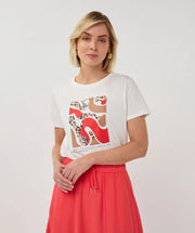 Paris White Red/Leopard Print T-Shirt