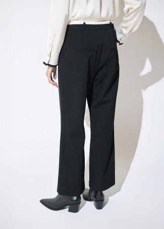 Blake Black Straight Trouser with Bi-color Waistband