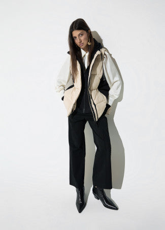 Blake Black Straight Trouser with Bi-color Waistband