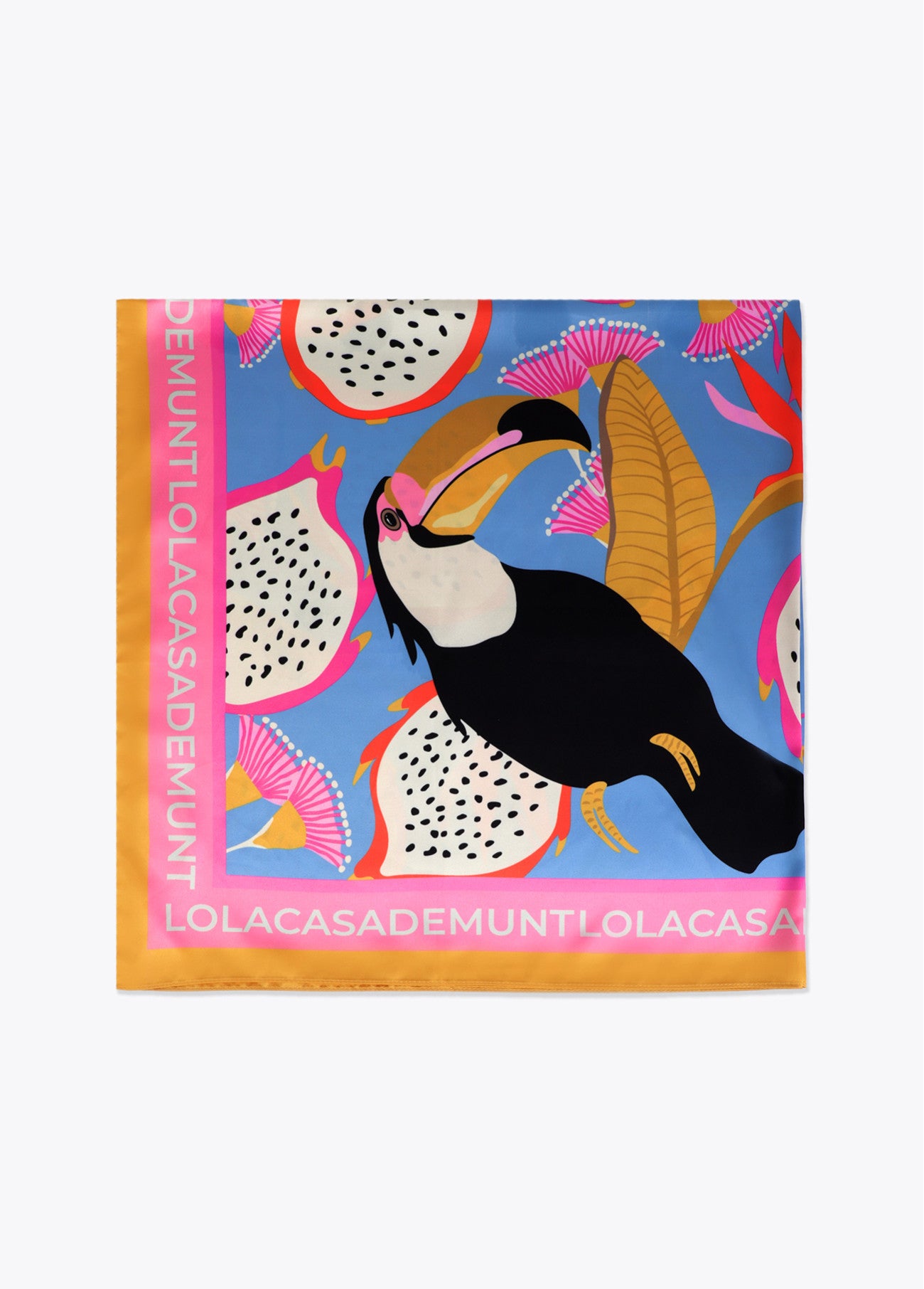 Satin Scarf with Tropical Print