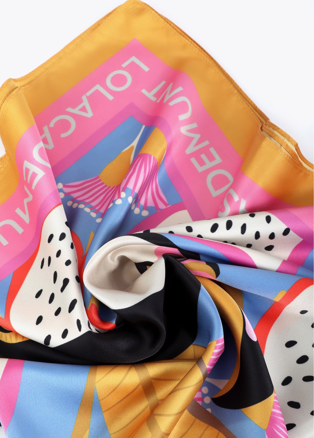 Satin Scarf with Tropical Print