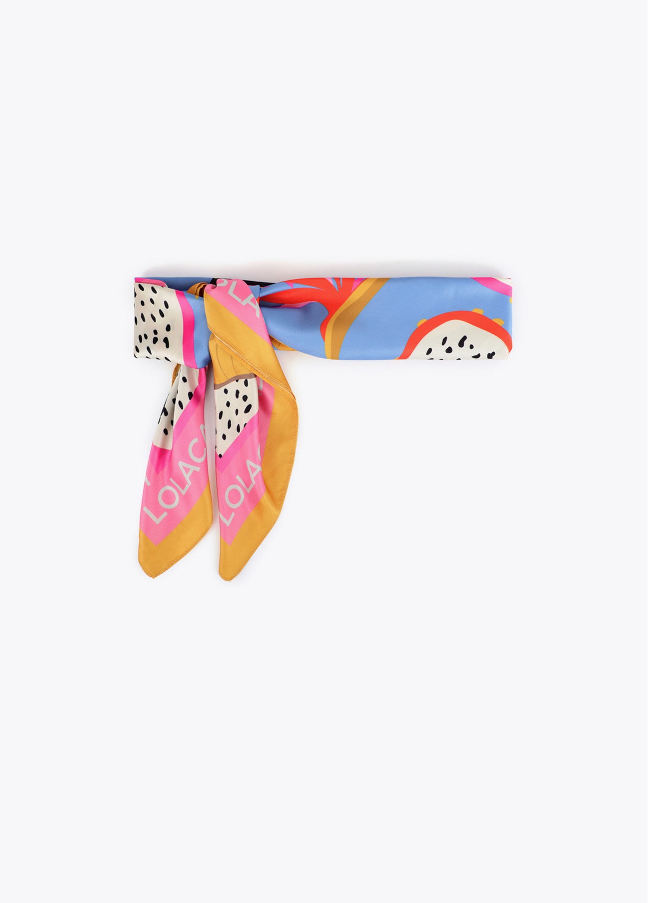 Satin Scarf with Tropical Print