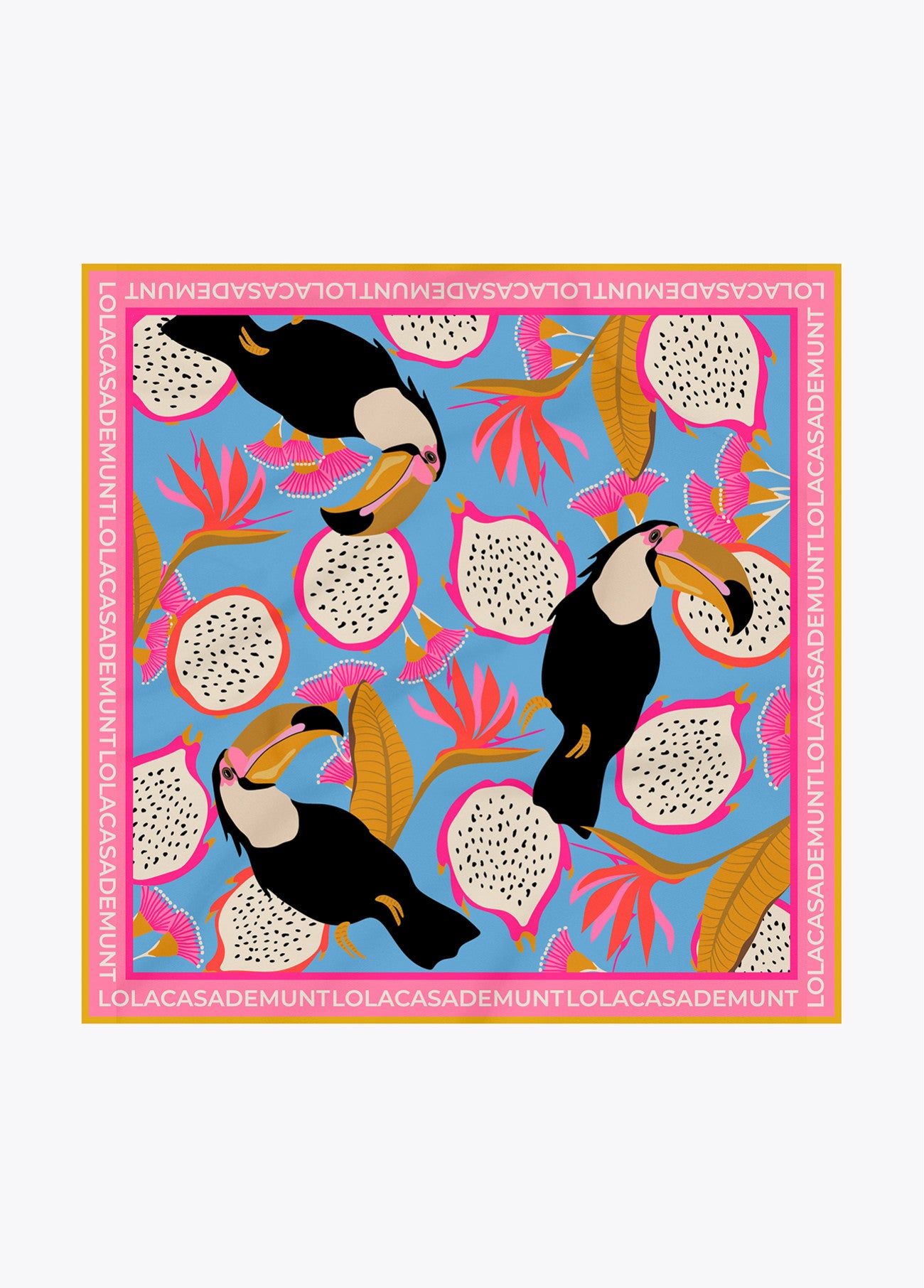 Satin Scarf with Tropical Print