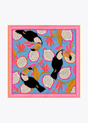 Satin Scarf with Tropical Print