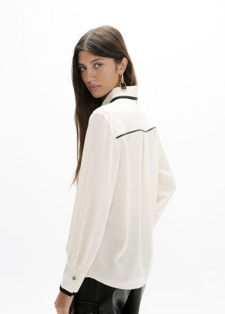 Mila White Classic Pipping Shirt