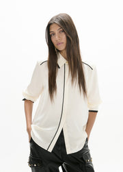 Mila White Classic Pipping Shirt