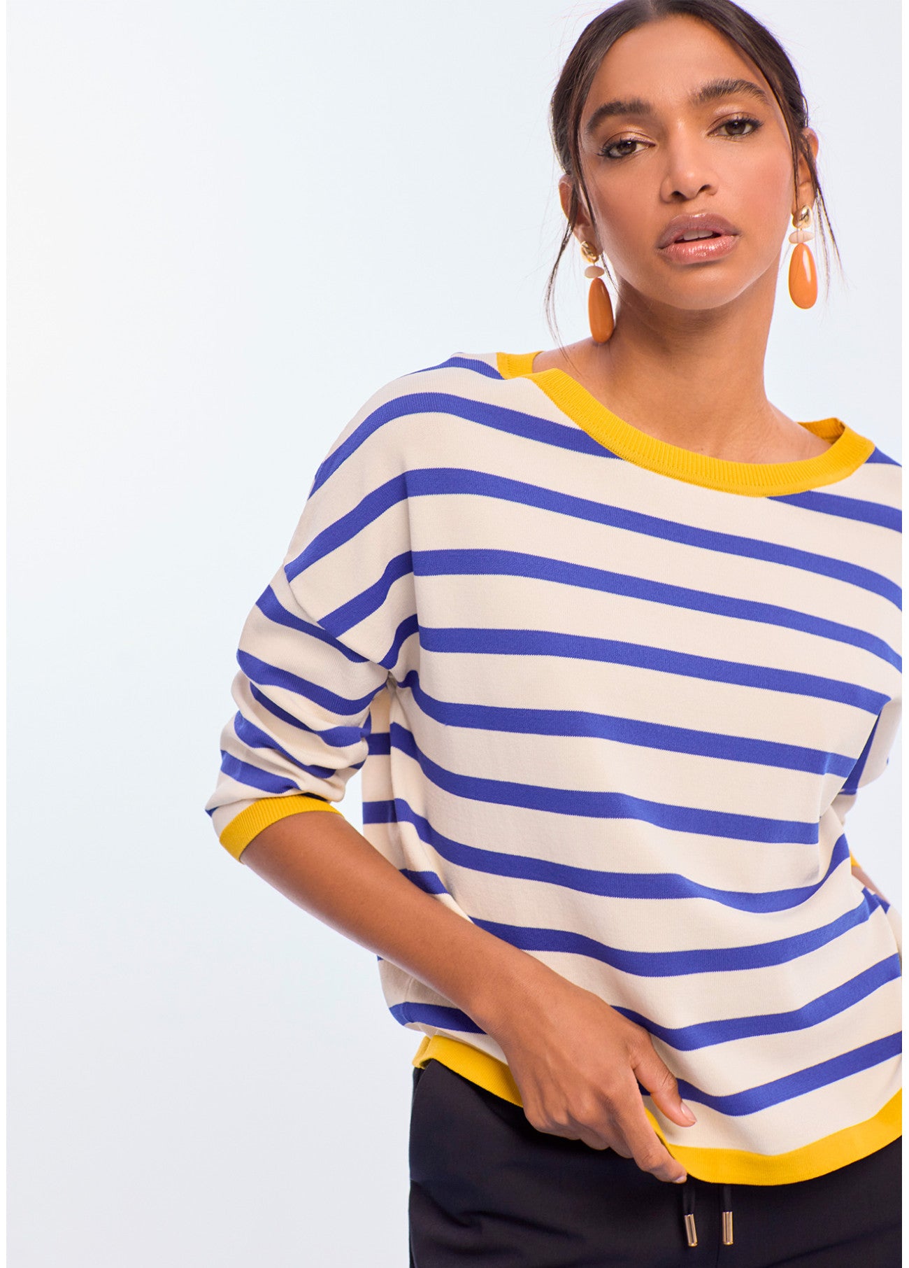 Thea Knit Blue Striped Sweater
