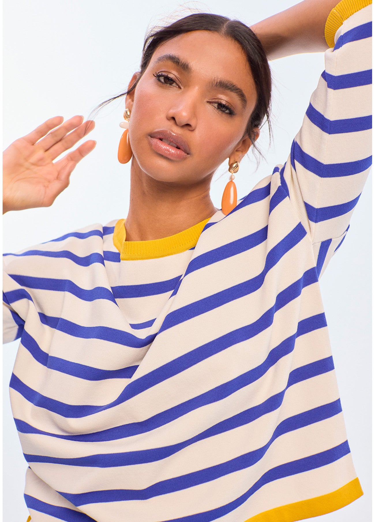 Thea Knit Blue Striped Sweater
