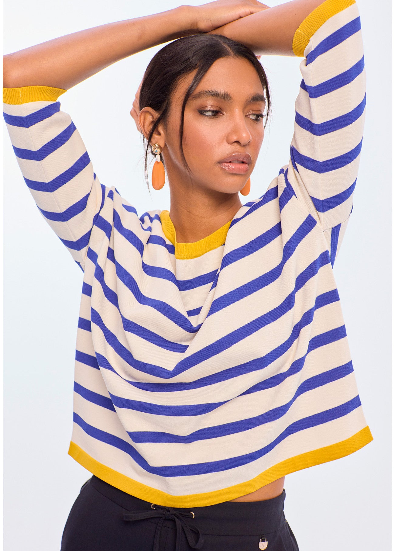 Thea Knit Blue Striped Sweater