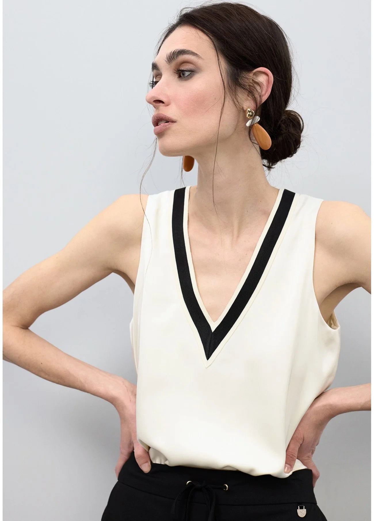 Charlie Ivory V-Neck Top
