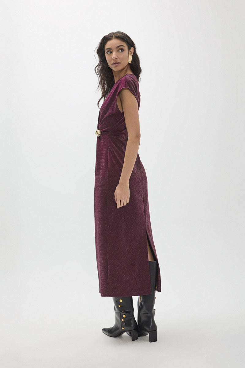 Rue Plum Midi Dress with Sparkle