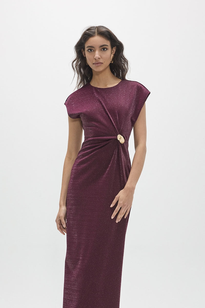 Rue Plum Midi Dress with Sparkle