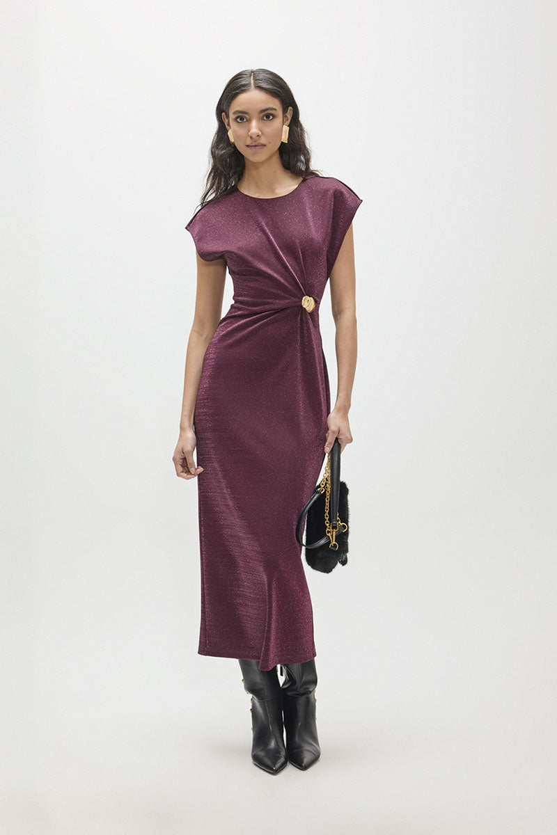 Rue Plum Midi Dress with Sparkle