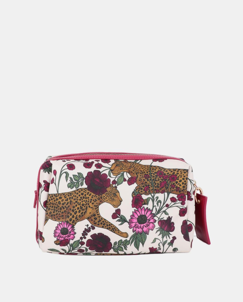 Mila Leopard and Flowers Toiletry Bag